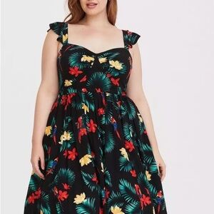 Torrid Retro Chic Black Floral Midi Dress